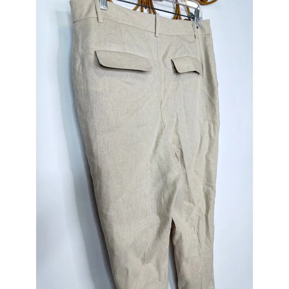 Zara women's linen blend crop pants M
